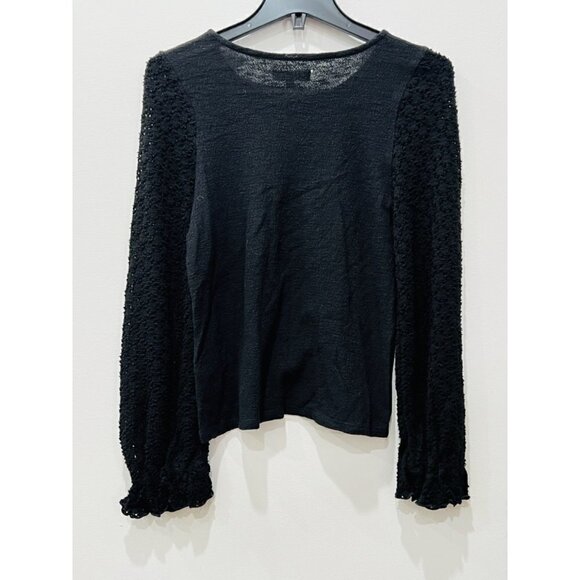 NWT Madewell Size X-Small Texture & Thread Eyelet Mix Ruffle Sleeve Top - Black - Picture 8 of 8